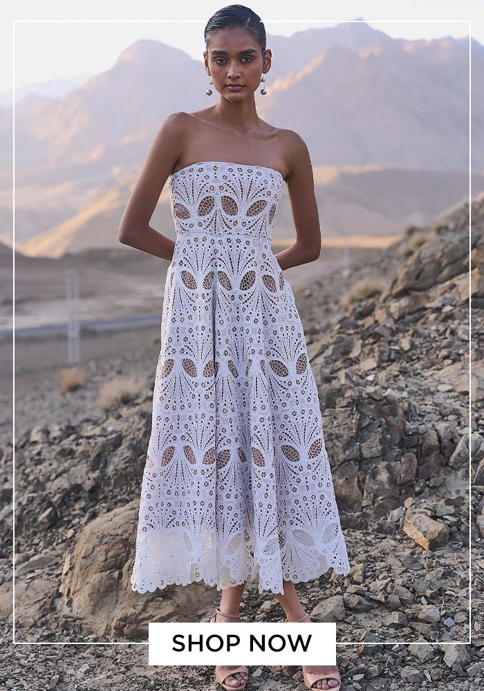Cutwork lace midi dress