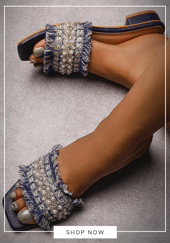 Denim tassel flats
