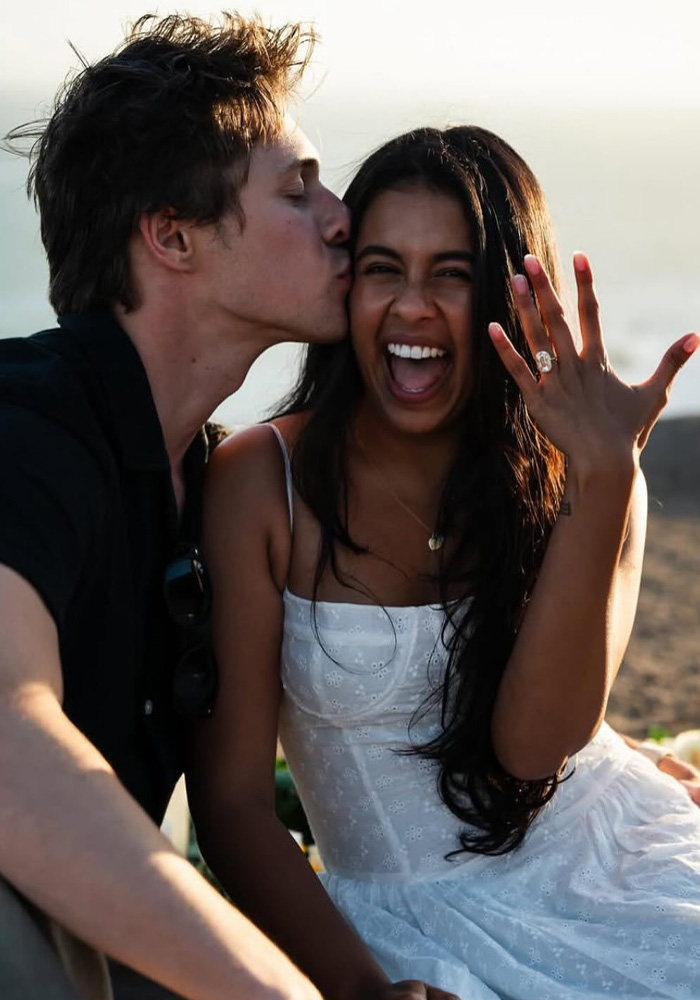 Dishani Chakrabority showing engagement ring