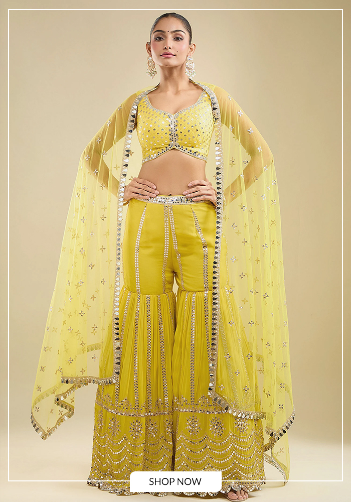 Embroidered blouse gharara set
