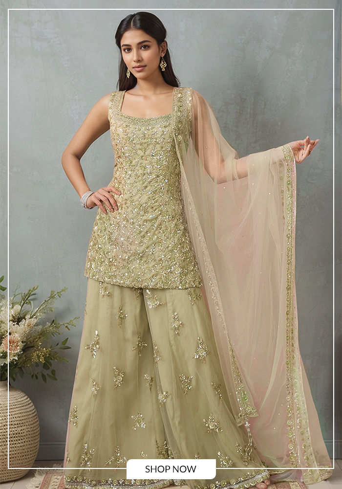 Embroidered kurta gharara set
