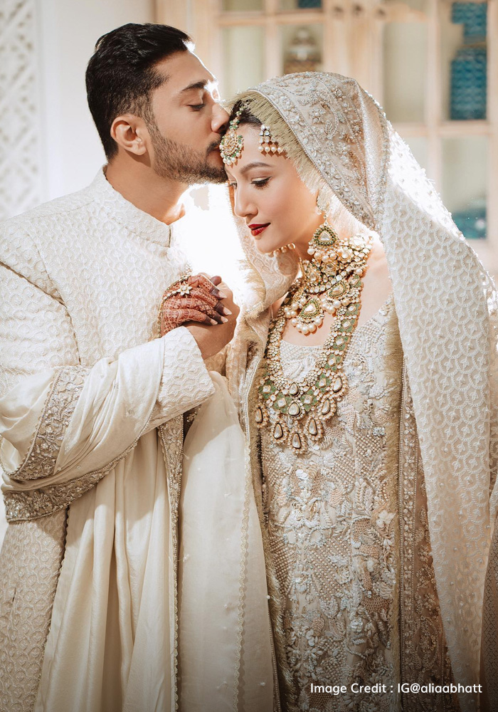 Gauahar Khan in her ivory sharara set