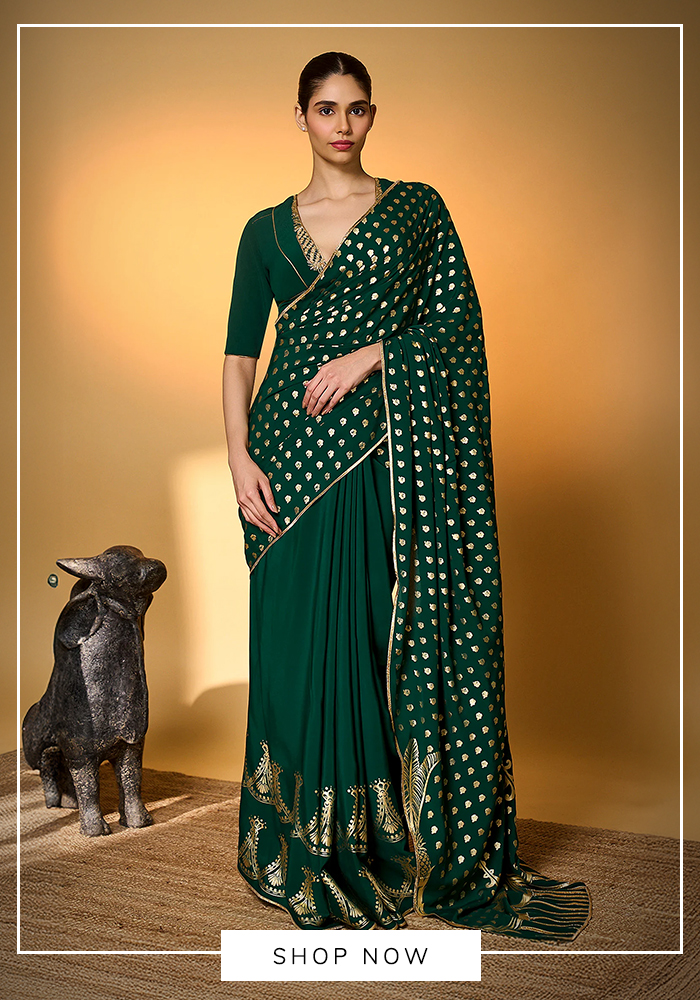 Green silk Masaba saree