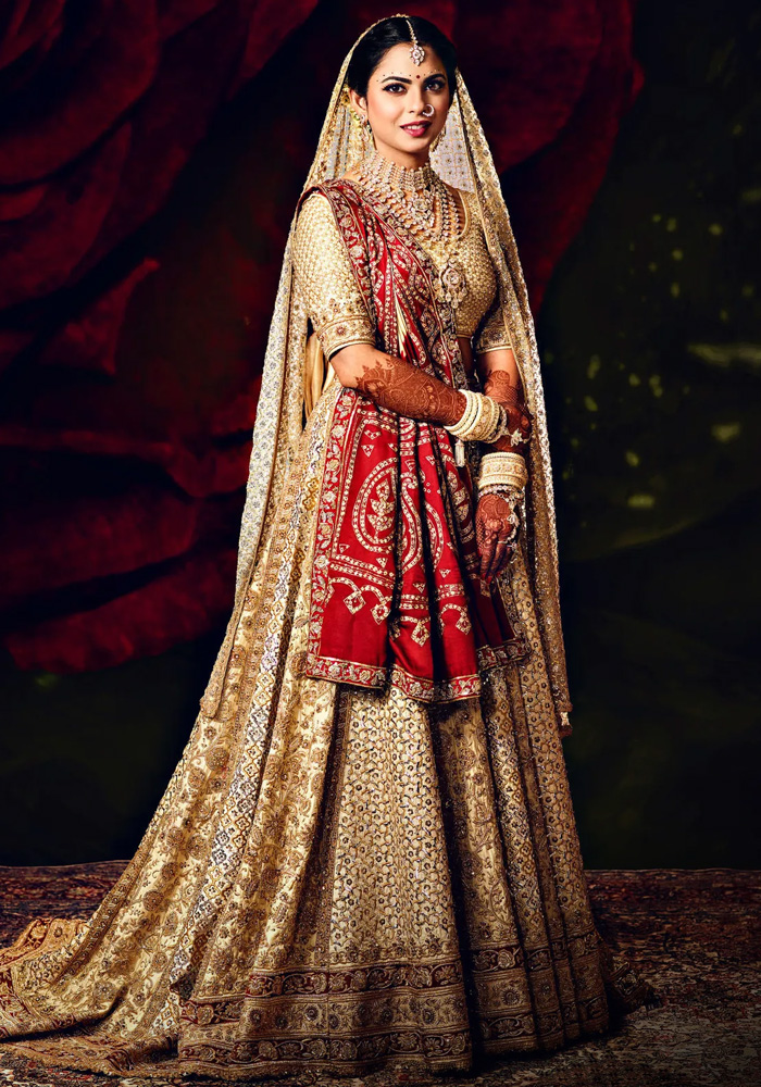 Isha Ambani ivory wedding lehenga