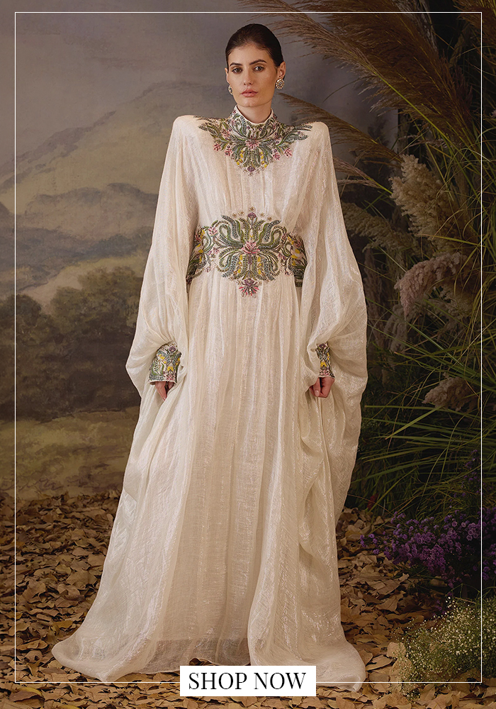 Ivory cotton silk gown