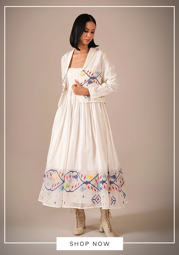Jamdani dress with jacket