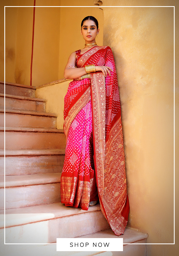 Kanjivaram bandhani saree