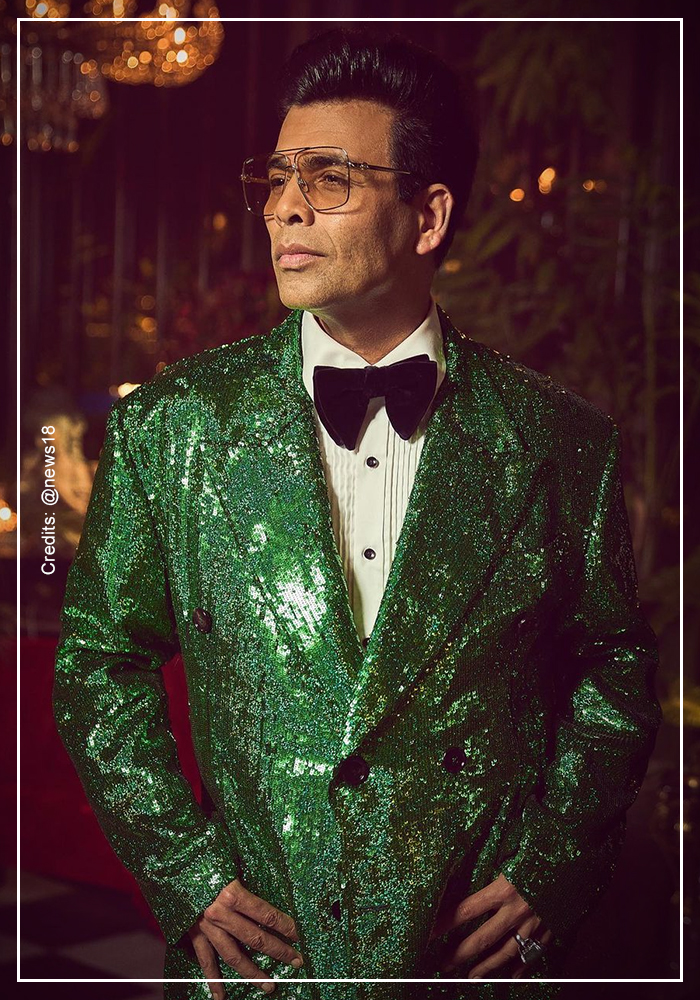 Karan Johar in green sequin suit