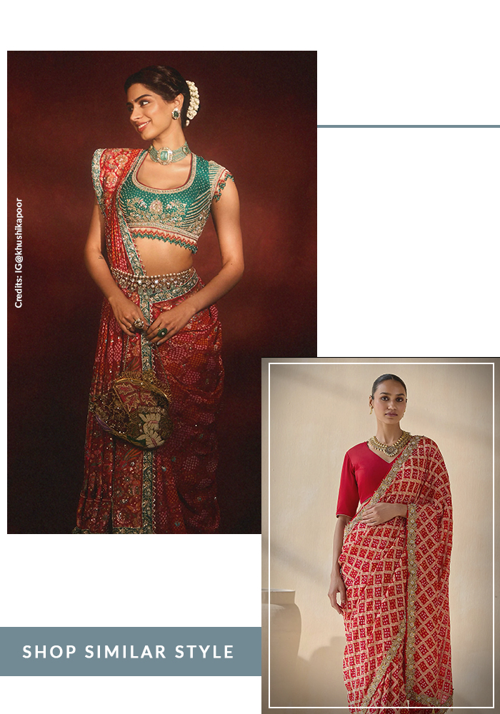 Khushi Kapoor in Bandhani saree