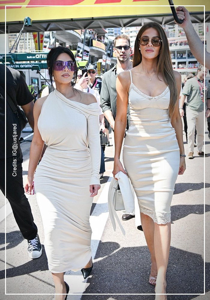 Kim and Khloe Kardashian at Grand Prix 1