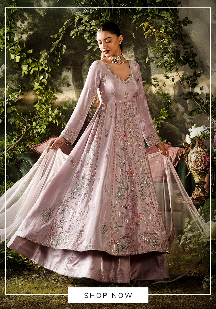 Lashkaraa lavendar anarkali set