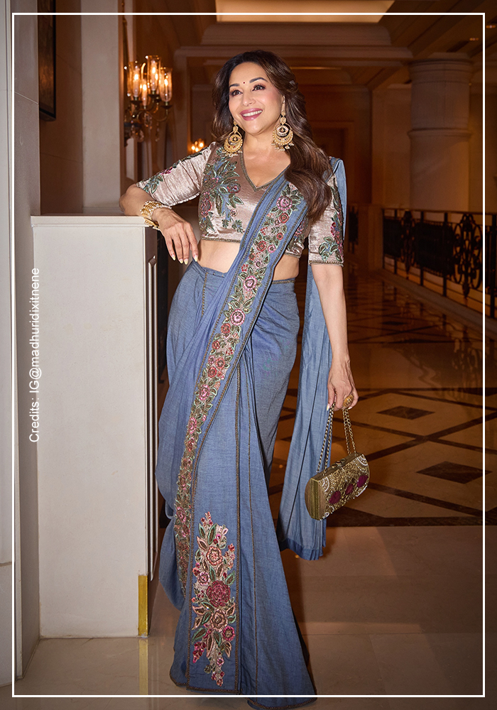 Madhuri Dixit denim saree