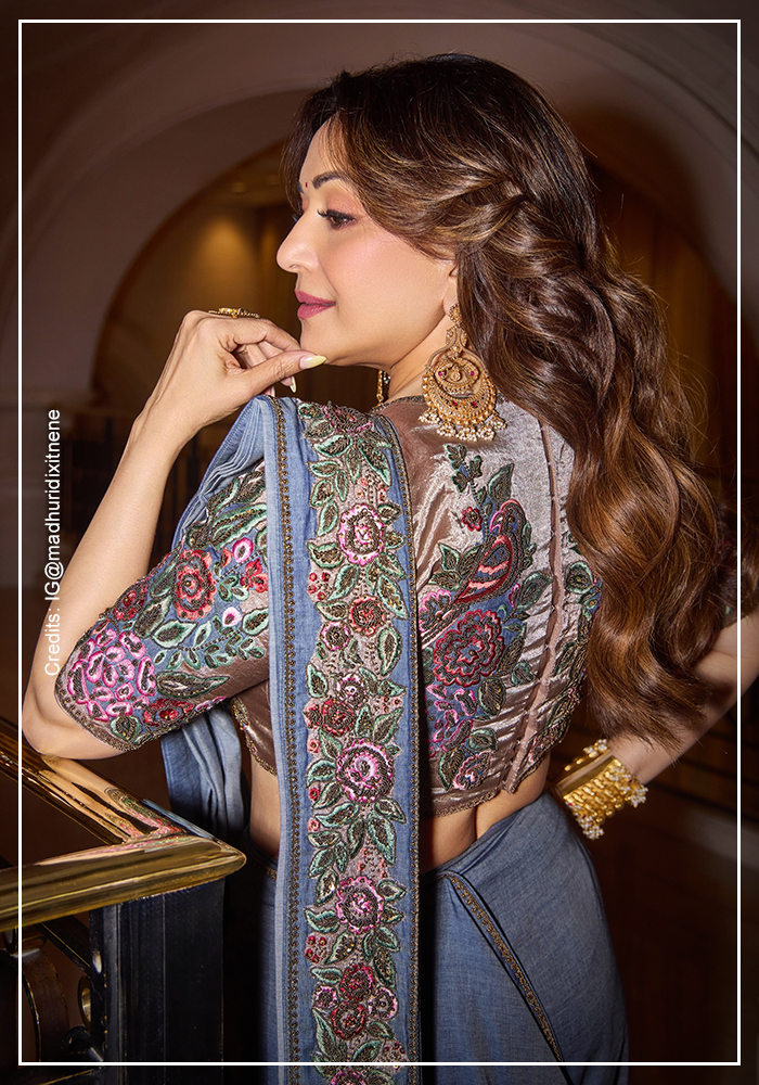 Madhuri dixit denim saree look
