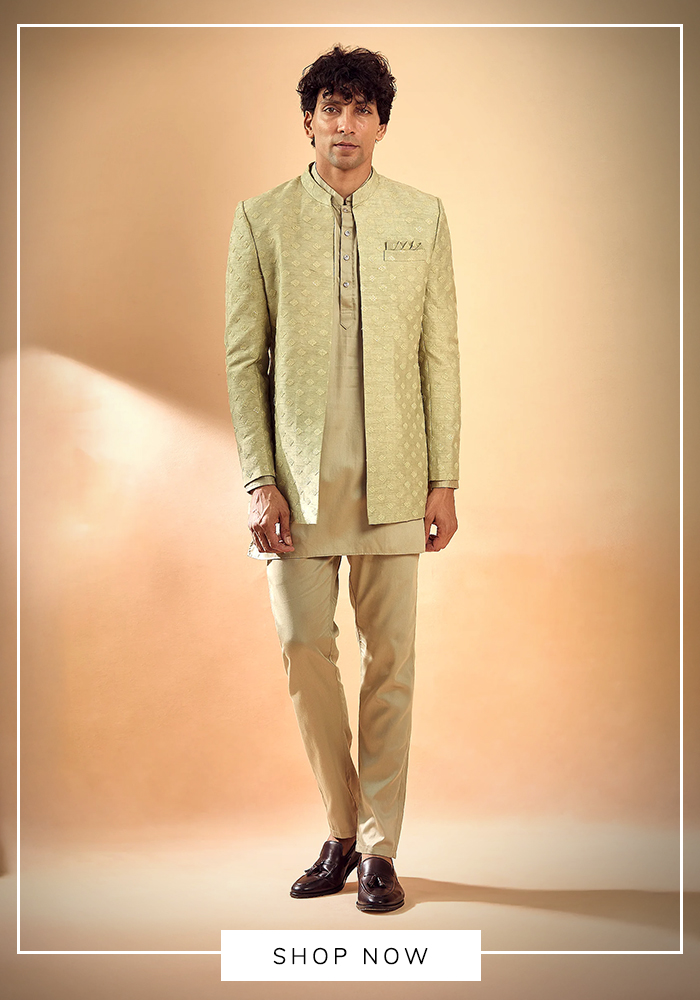 Champagne sequin jacket kurta set