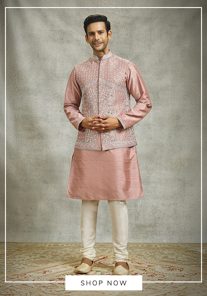 Mirror Embroidered Bundi Kurta Set