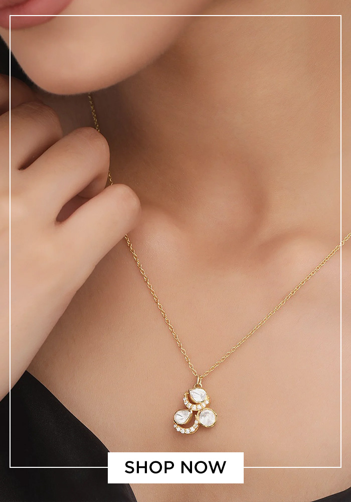 Moisannite polki pendant necklace