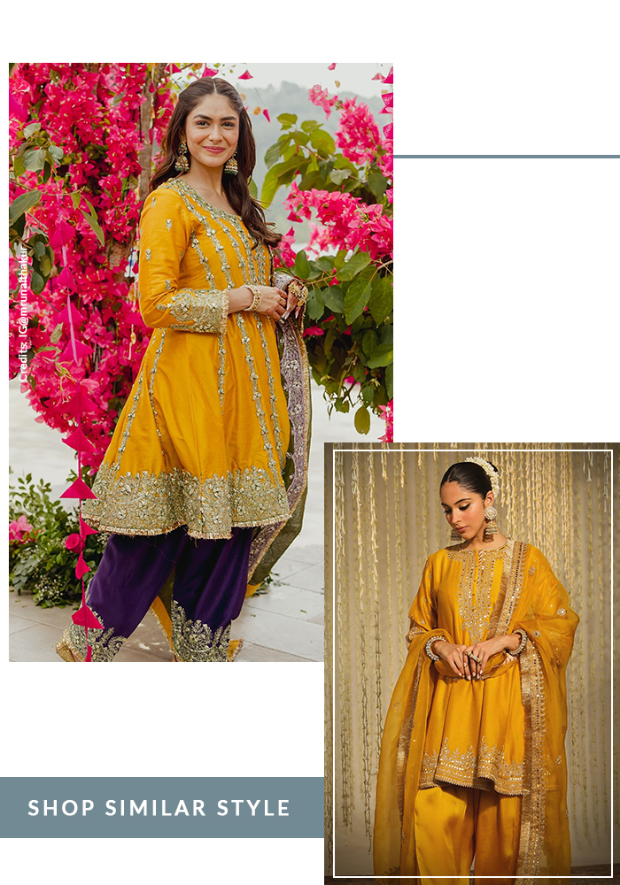 Mrunal Thakur in choga salwar set
