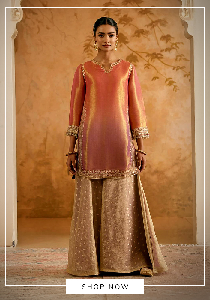 Orange and purple kurta sharara set