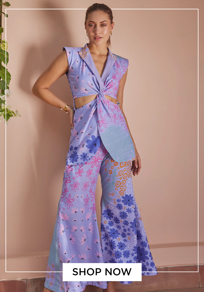 Payal and Zinal iris floral print top and pant set