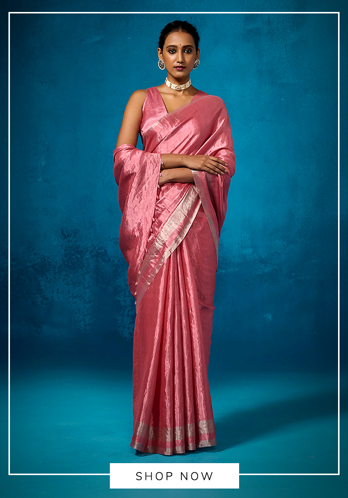 Pink handwoven saree for Vat Savitri Puja