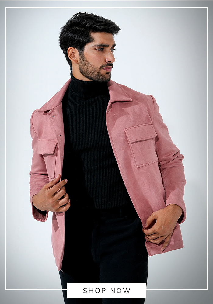 Pink menswear suede jacket