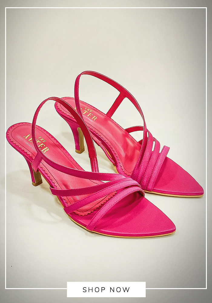 Pink strappy kitten heels