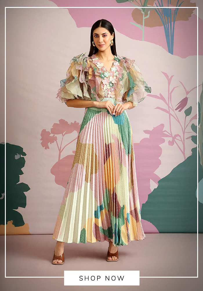 Pleated ruffled dress
