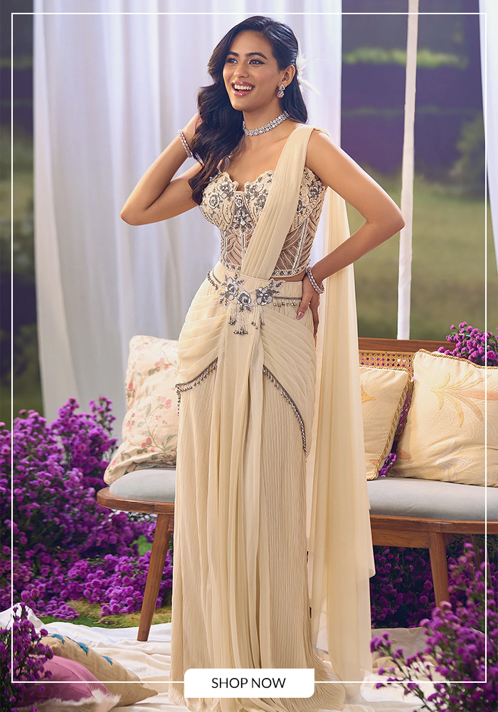 Pre-draped corset saree