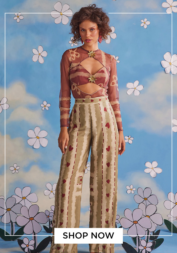 Printed crop top and pant set