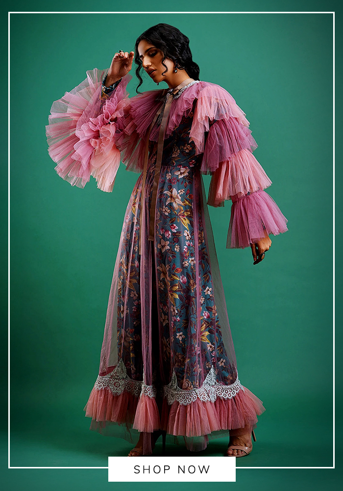 Printed ruffle dress