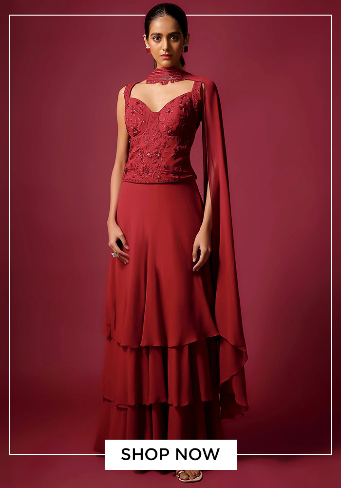 Red corset and skirt set