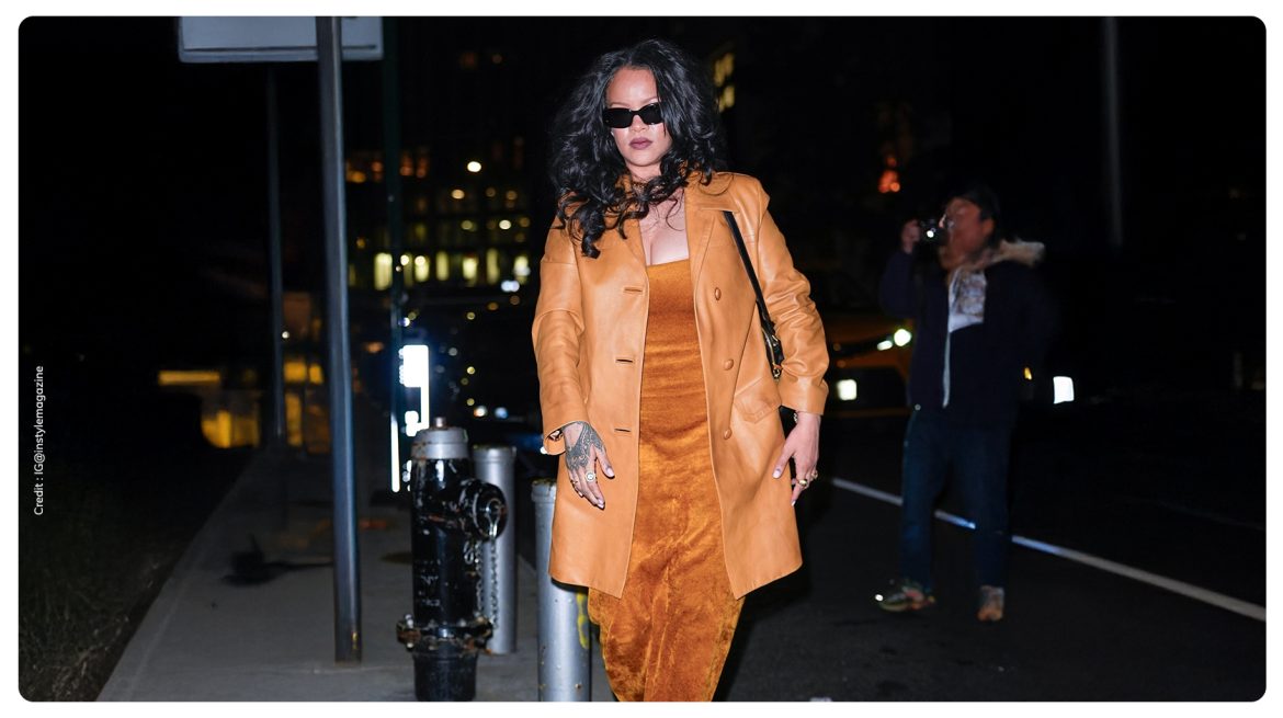 Rihanna suede short dress and jacket