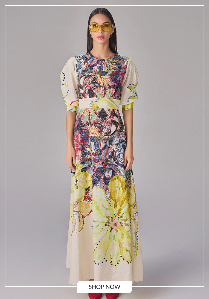Saaksha & Kinni Abstract Floral A-Line Maxi Dress 