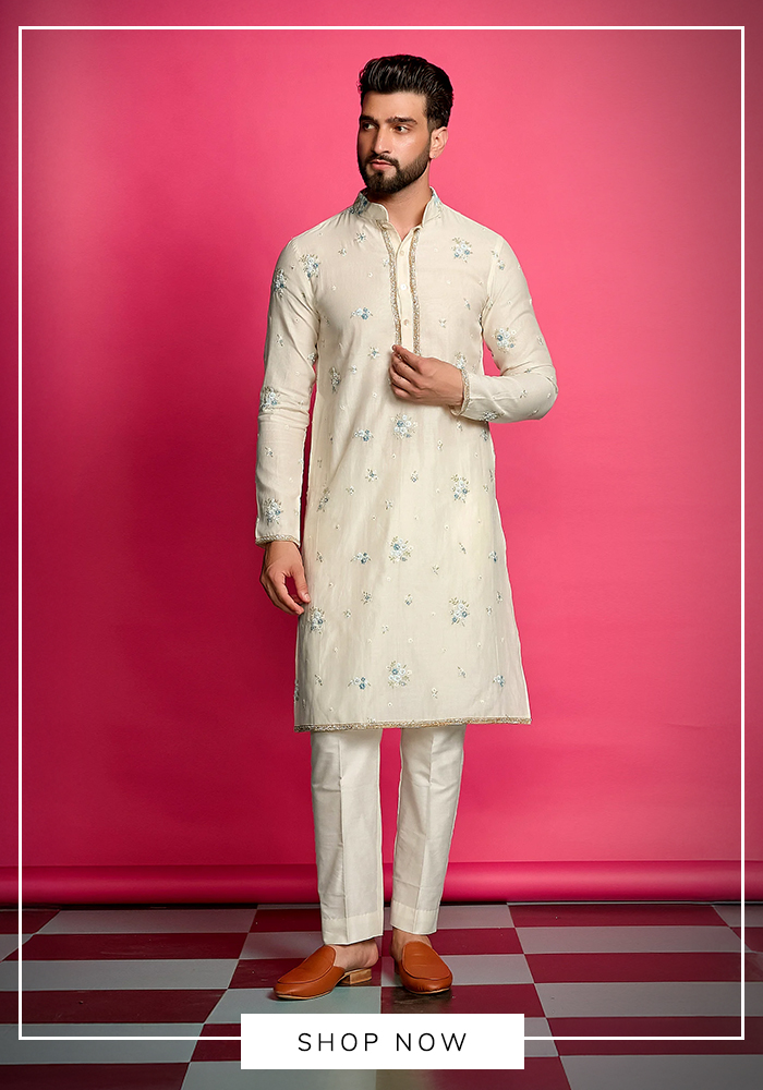 Sequin ivory bundi kurta set