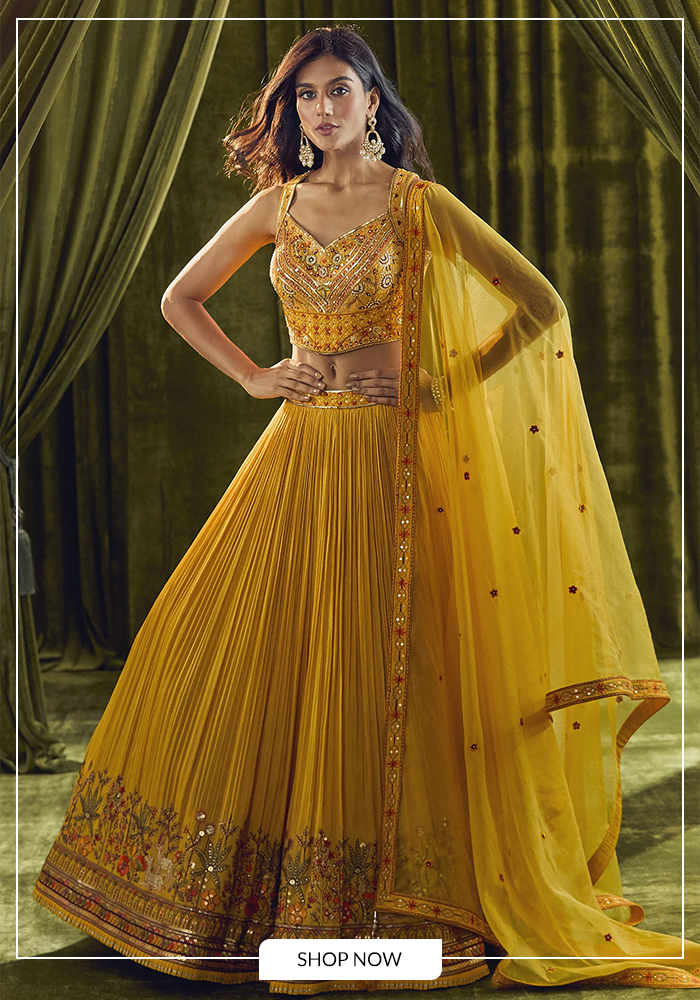 Sequined zari lehenga set