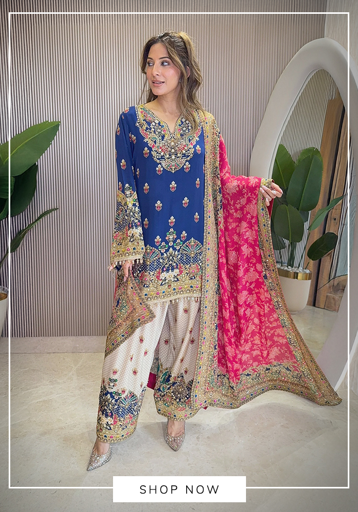 Surkh Syahi embellished kurta salwar set