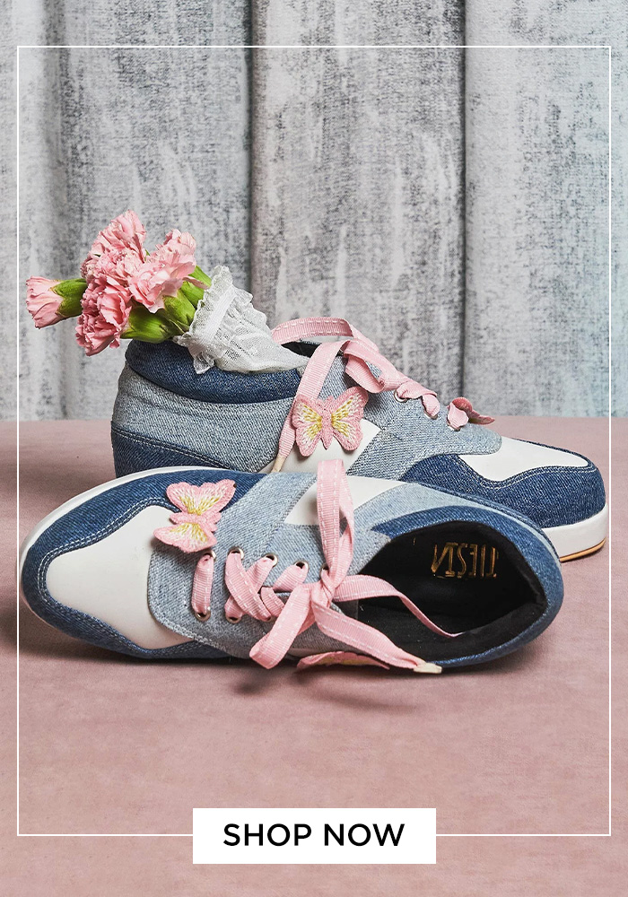 Two toned platform denim sneakers
