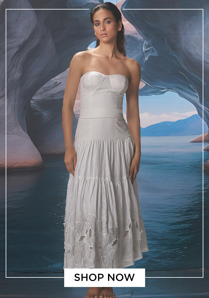 White cutwork midi dress