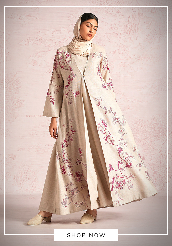 White linen abaya with dress