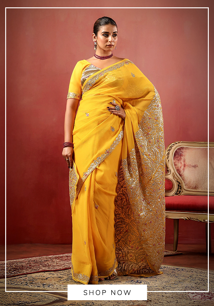 Yellow chanderi saree for Vat Savitri Puja