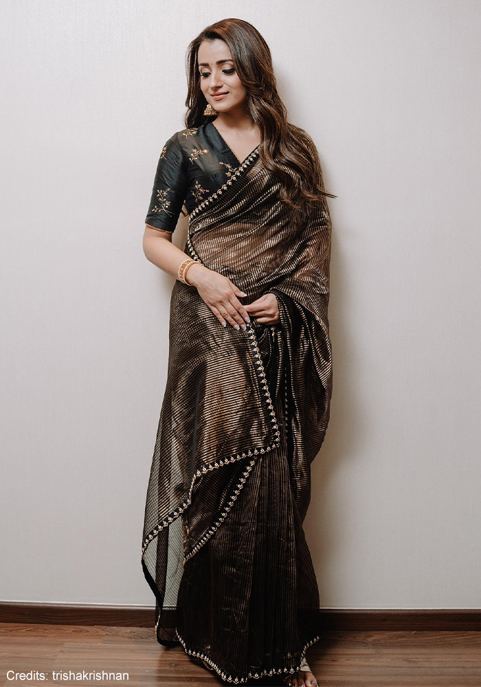 Look 8: The Molten Gold Chanderi Tissue Saree