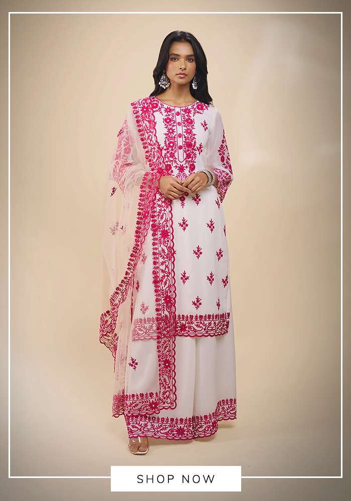 10. Samyukta Singhania – Embroidered Georgette Kurta Set  