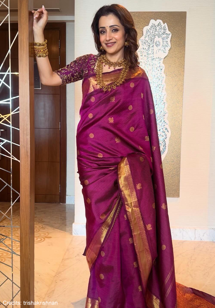 Look 3: The Magenta Kanchipuram Saree