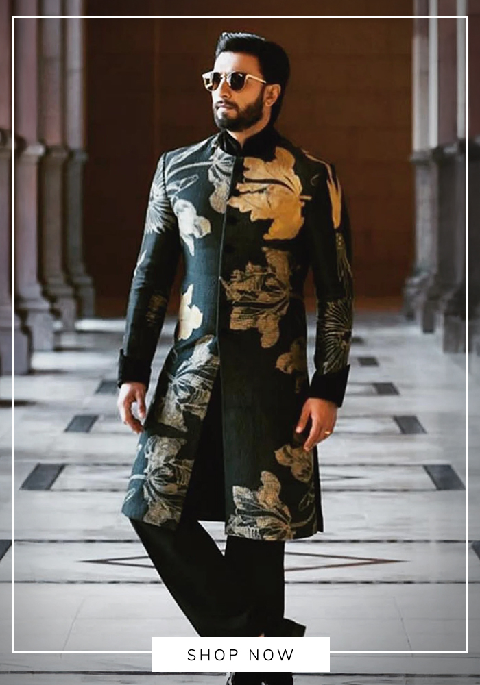 4. Ranveer Singh in Rohit Bal's Chanderi Shibori Sherwani