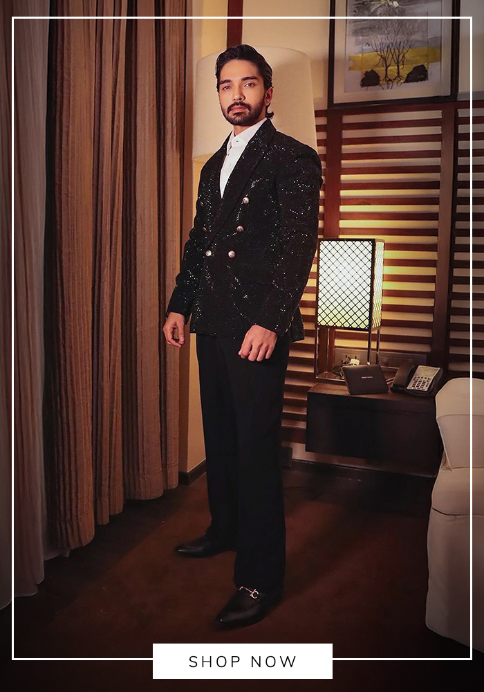 6. Harsh Rajput in Ranbir Mukherjee Calcutta's Stone Blazer Pant Set