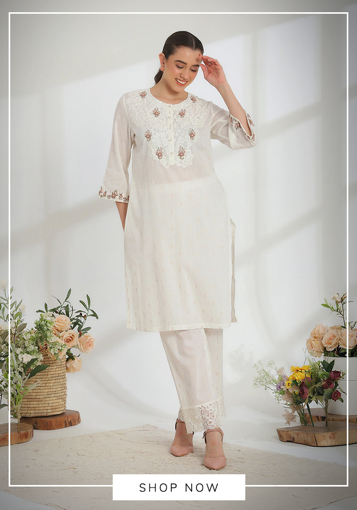 7. DAREISS – Lumiere Hand Embroidered Straight Kurta & Pant Set 