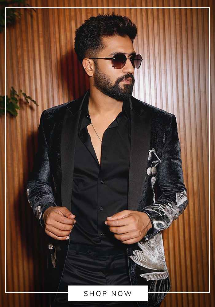 7. Vicky Kaushal in Rohit Bal's Black Velvet Tuxedo