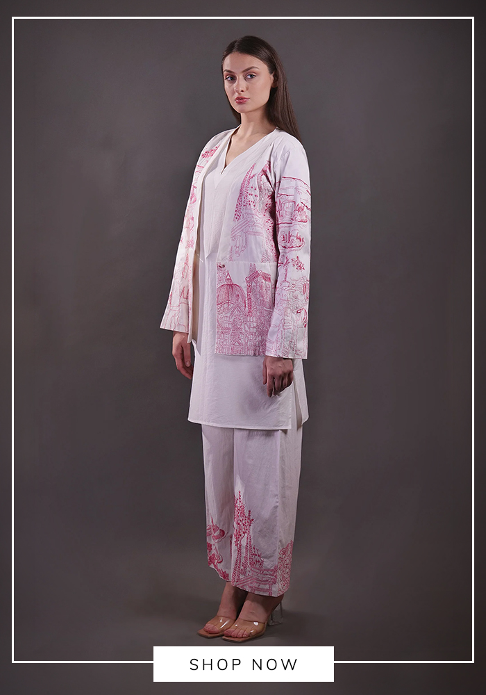 9. Rahul Singh – Kantha Embroidered Jacket & Kurta Set 