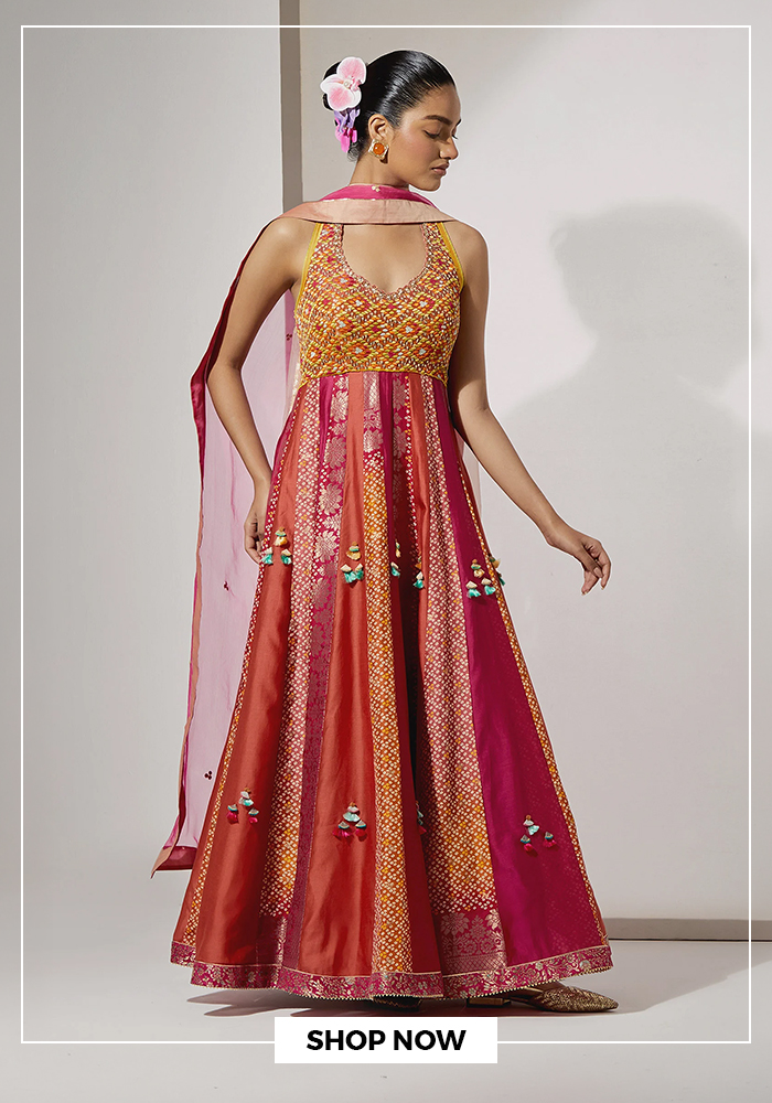 AUM silk woven anarkali suit