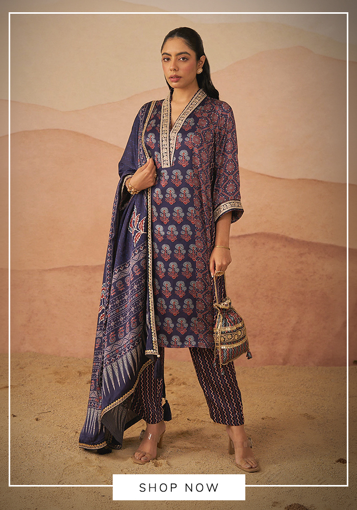 Ajrakh print kurta pant set